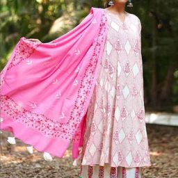 Chidiyaa Pink Pure Cotton Printed Dupatta-picture-0