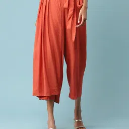 aarke Ritu Kumar Rust Mid Rise Relaxed Fit Cropped Pants-64