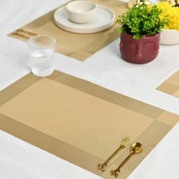 MARKET99 Gold Toned 6 Pieces Rectangular Table Placemat-16