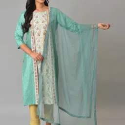 W Aqua Blue Embellished Dupatta-picture-24