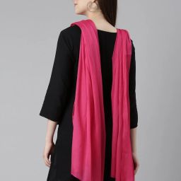 TWIN BIRDS Pink & Red Plain Dupatta - Pack Of 2 image 2
