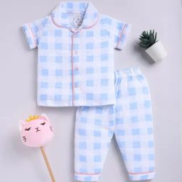 Clt.s Unisex Blue Checks Shirt With Pyjamas-image-47