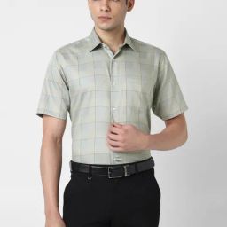 Van Heusen Grey Regular Fit Checks Shirt-image-28