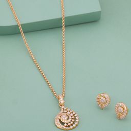 Kushal's Fashion Jewellery White Gold-Plated Trendy Party Zircon Jewellery Set-image-13
