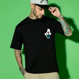 Bewakoof Jet Black Cotton Relaxed Fit Printed T-Shirt-picture-5
