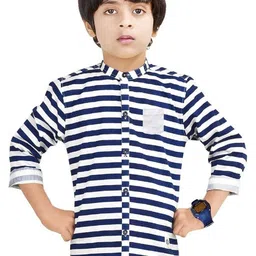 MADE IN THE SHADE Unisex Kids Horizontal Stripes Printed Casual Shirt-image-6