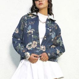 Campus Sutra Blue Cotton Printed Jacket-image-93