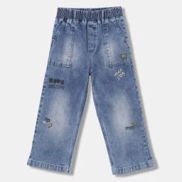 Blue Giraffe Boys Blue Cotton Washed Jeans-picture-18