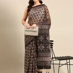 SHANVIKA Black Pure Cotton Ikkat Saree-image-15
