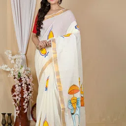 DipDiya Bagh Printed Zari Pure Cotton Taant Saree-picture-10
