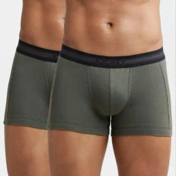 Jockey 1015 Deep Olive Super Combed Cotton Rib Trunks with Stay Fresh Properties - Pack of 2-image-88