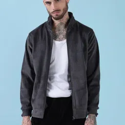 Showoff Grey Cotton Slim Fit Checks Jacket-image-75