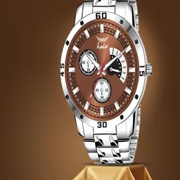 Hala Men Aluminium Dial & Reset Time Analogue Watch Hala-8185-Brown-52