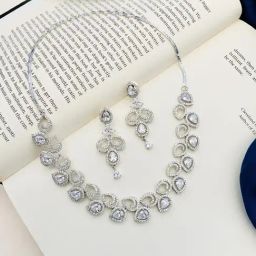 Abdesigns Stunnig Silver Plated American Diamond Necklace-image-43
