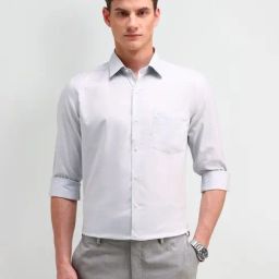 Arrow Grey Cotton Slim Fit Texture Shirt-picture-44