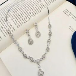 Abdesigns Stunnig Silver Plated American Diamond Necklace-image-32