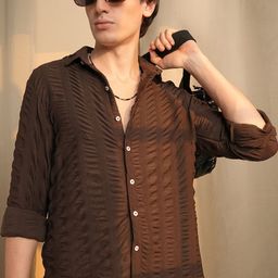 Campus Sutra Men Comfort Textured Opaque Casual Shirt-image-69