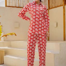 HOUSE OF MORA Printed Pure Cotton Shirt & Trousers Co-Ords-image-97