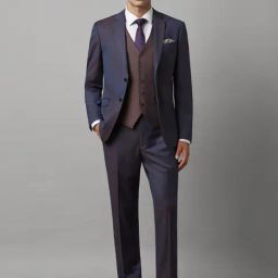 Louis Philippe Navy Slim Fit Texture Three Piece Suit-picture-23