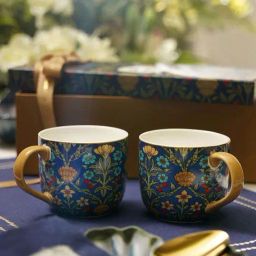 Pure Home and Living Blue & Red Bone China Coffee Mugs (350ml) - Set of 2-image-45