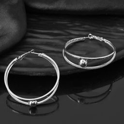 Silvermerc Designs Silver-Plated Circular Shaped Hoop Earrings-15