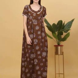 Sweet Dreams Brown Cotton Printed Nighty-image-99