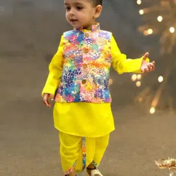 A.T.U.N. Boys Multicolor Printed Full Sleeves Kurta Set-image-83