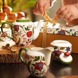 Pure Home and Living Multicolour Bone China Tea Set-image-100