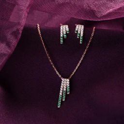 Clara 925 Silver Rose Gold-Plated Swiss Zirconia Blanca Pendant with Chain & Earring Set-image-18