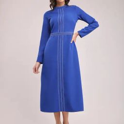 Fablestreet Blue Printed Midi Dress-image-32