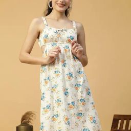 Oxolloxo White Regular Fit Printed Dress-picture-36