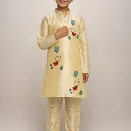 DEVOILER Boys Floral Printed Mandarin Collar Straight Kurta-65