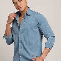 FUBAR Slim Fit Striped Spread Collar Casual Shirt-image-92