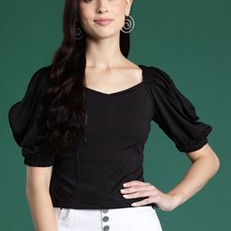 DressBerry Sweetheart Neck Puff Sleeves Top-image-59
