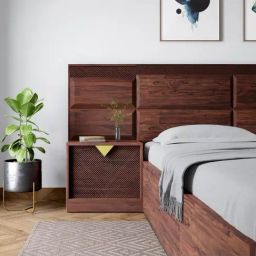 Godrej Interio Goldust Fine Walnut Sheesham Wood Bedside Table-image-91