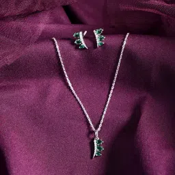Clara 925 Silver Rhodium-Plated Swiss Zirconia Reina Pendant with Chain & Earring Set-image-17