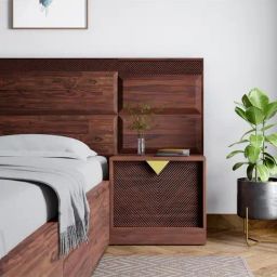 Godrej Interio Goldust RH Fine Walnut Sheesham Wood Bedside Table-image-53