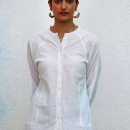 Chidiyaa White Brathe Marilla Handwoven Linen Shirt-image-94