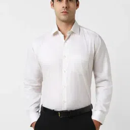 Van Heusen White Cotton Regular Fit Texture Shirt-image-81