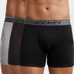 Jockey 8009 Multicoloured Super Combed Cotton Rib Boxer Briefs with Ultrasoft Waistband - Pack of 3-picture-35