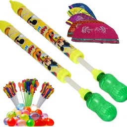 (2 Pichkari+ 3 Magic Balloon+ 10 Holi Cap)for Kids Holi & Summer Pool Party Fun Water Gun-image-63