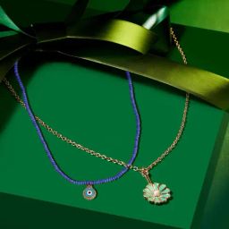 Zaveri Pearls Set Of 2 Green & Blue Enamel Contemporary Tiny Heart Pendant & Chain-ZPFK16881-image-82