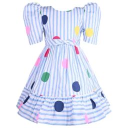 Wish Karo Kids Blue Striped Frock-picture-29