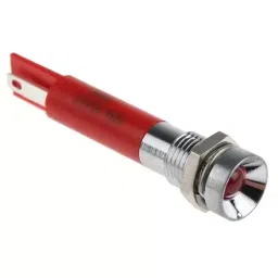 RS PRO Red Panel Mount Indicator 24V DC, Mounting Hole Size 8 mm, Termination Type Solder Tab, Model No 210951-12