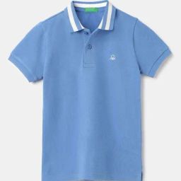 United Colors of Benetton Kids Blue Cotton Regular Fit Polo T-Shirt-image-95