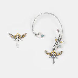 Shaya 925 Silver Winged Key Ear Cuff Earrings-image-21