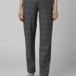 Van Heusen Grey Chequered Formal Pants-image-86