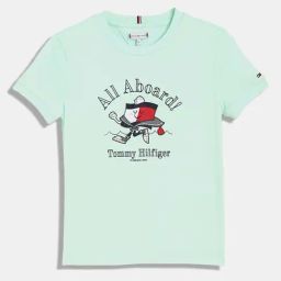 Tommy Hilfiger Kids Dew Green Printed Regular Fit T-Shirt-image-42