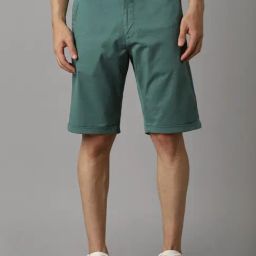 Louis Philippe Green Cotton Slim Fit Shorts-picture-13