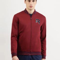 Reebok Maroon Cotton Regular Fit Printed Sports Jacket-image-95